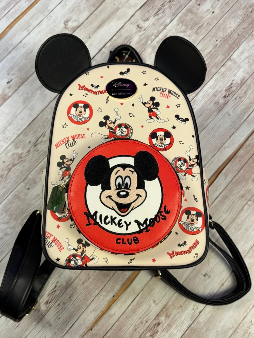 New Loungefly Mickey Mouse Club Mini Backpack - Cream & Red - Picture 1 of 11